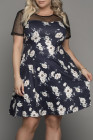 Womens Floral Mesh Plus Size Mini Dress