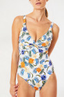 Floral Twist Front Backless One-piece Swimwear
