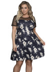 Womens Floral Mesh Plus Size Mini Dress