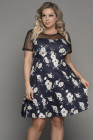 Womens Floral Mesh Plus Size Mini Dress