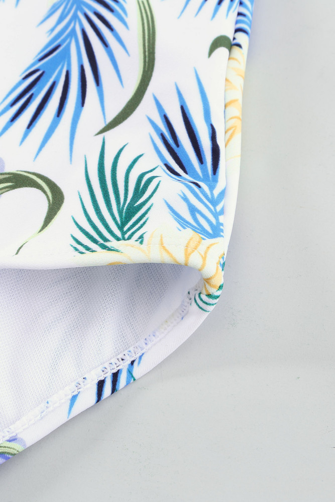 Floral Twist Front Backless One-piece Swimwear