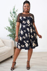Womens Floral Mesh Plus Size Mini Dress