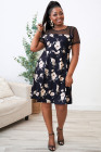 Womens Floral Mesh Plus Size Mini Dress