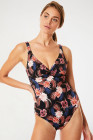 Floral Twist Front Backless One-piece Swimwear