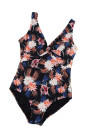 Floral Twist Front Backless One-piece Swimwear