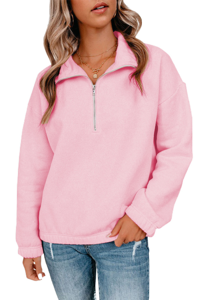 Silindashop  Solid Zipped Collar Sweatshirts