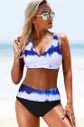Tie-dye Flag Print Lace-up Back Bikini