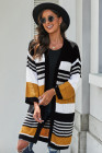 Oversized Striped Chenille Cardigan with Pocket