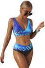 Tie-dye Flag Print Lace-up Back Bikini