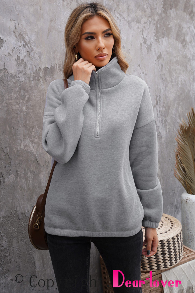 Silindashop  Solid Zipped Collar Sweatshirts