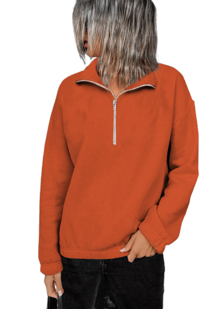 Silindashop  Solid Zipped Collar Sweatshirts