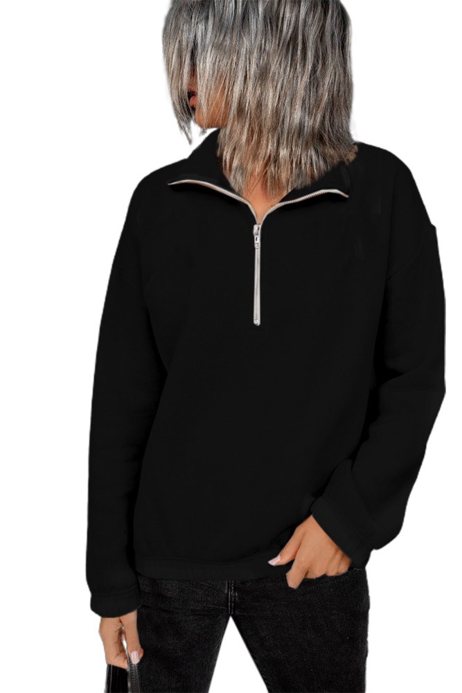 Silindashop  Solid Zipped Collar Sweatshirts