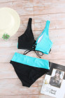 Tie-dye Flag Print Lace-up Back Bikini