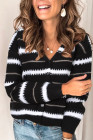 V Neck Striped Colorblock Cardigan with Button