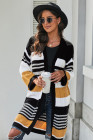 Oversized Striped Chenille Cardigan with Pocket