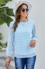 Solid Swiss Dot Puff Sleeve Top for Women