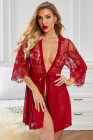Romantic Floral Lacy Mesh Robe with Thong