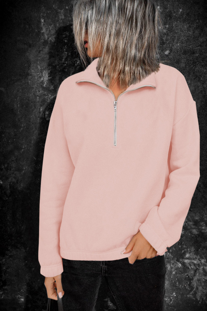Silindashop  Solid Zipped Collar Sweatshirts