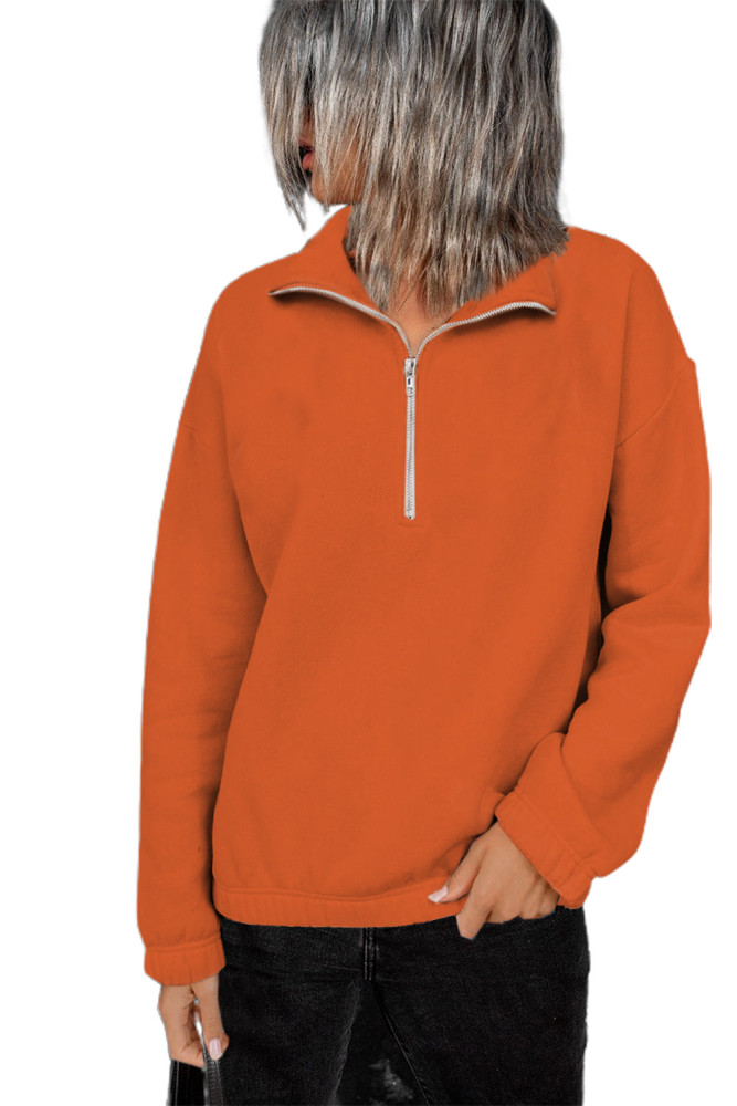 Silindashop  Solid Zipped Collar Sweatshirts