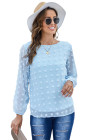 Solid Swiss Dot Puff Sleeve Top for Women