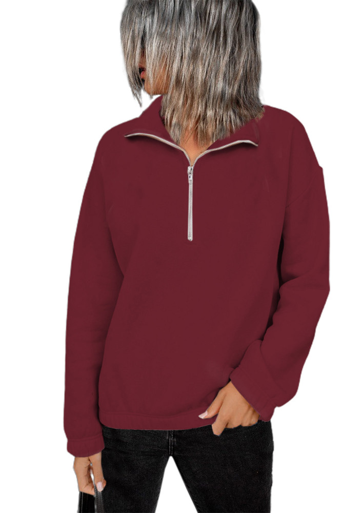 Silindashop  Solid Zipped Collar Sweatshirts