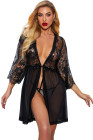 Romantic Floral Lacy Mesh Robe with Thong
