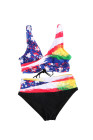 Tie-dye Flag Print Lace-up Back Bikini