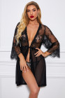 Romantic Floral Lacy Mesh Robe with Thong