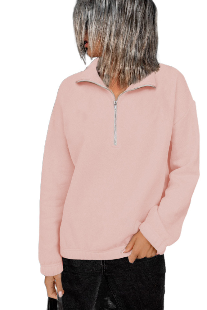 Silindashop  Solid Zipped Collar Sweatshirts