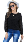 Solid Swiss Dot Puff Sleeve Top for Women