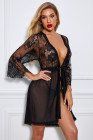 Romantic Floral Lacy Mesh Robe with Thong