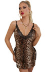 Leopard Animal Print Babydoll Lingerie Dress