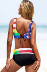 Tie-dye Flag Print Lace-up Back Bikini