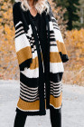 Oversized Striped Chenille Cardigan with Pocket
