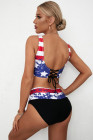 Tie-dye Flag Print Lace-up Back Bikini
