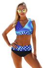 Tie-dye Flag Print Lace-up Back Bikini