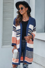 Oversized Striped Chenille Cardigan with Pocket
