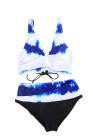 Tie-dye Flag Print Lace-up Back Bikini