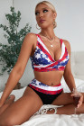 Tie-dye Flag Print Lace-up Back Bikini