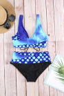 Tie-dye Flag Print Lace-up Back Bikini