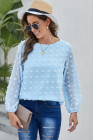 Solid Swiss Dot Puff Sleeve Top for Women