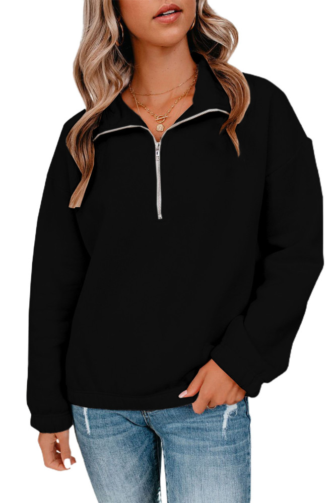 Silindashop  Solid Zipped Collar Sweatshirts