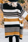 Oversized Striped Chenille Cardigan with Pocket