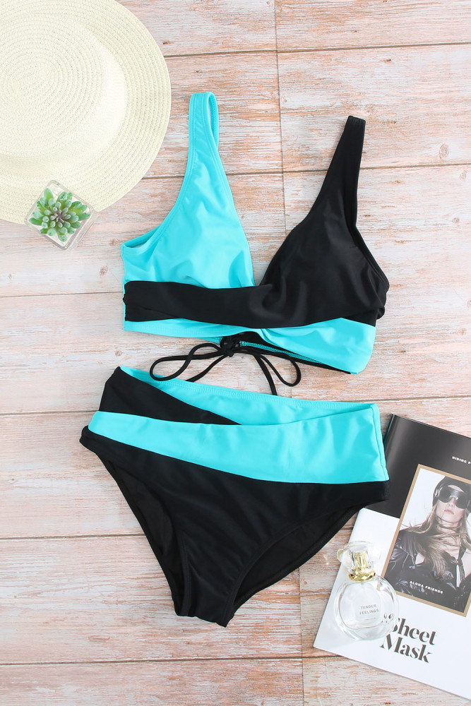 Tie-dye Flag Print Lace-up Back Bikini