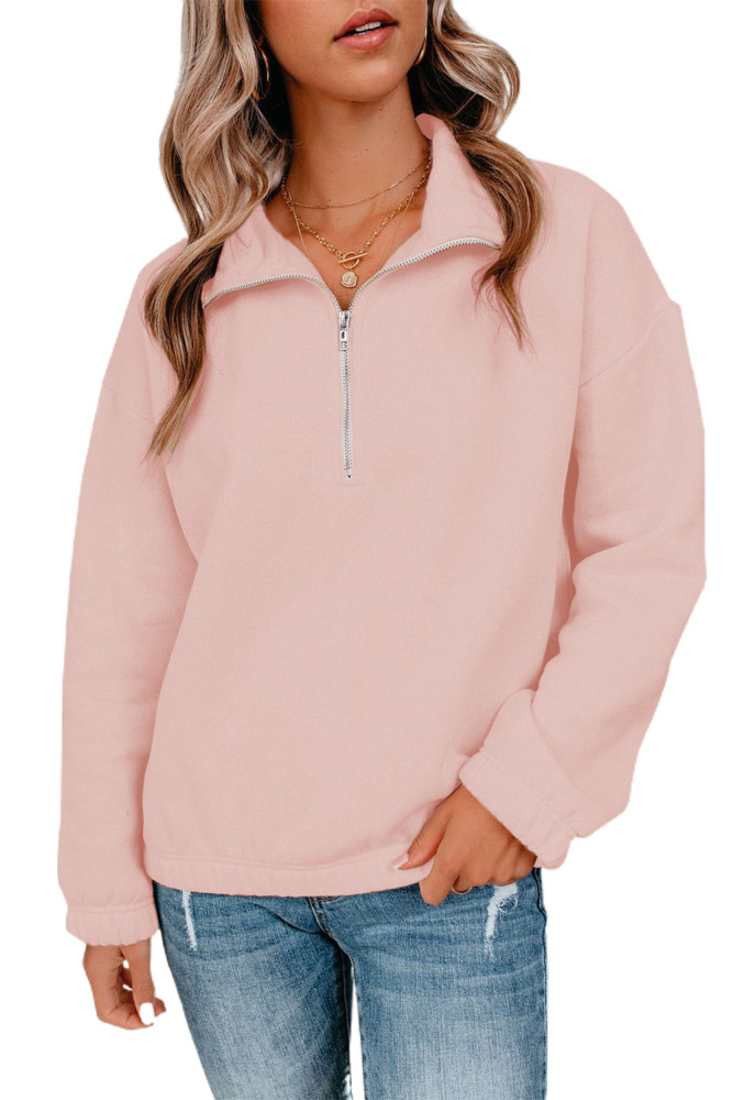Silindashop  Solid Zipped Collar Sweatshirts