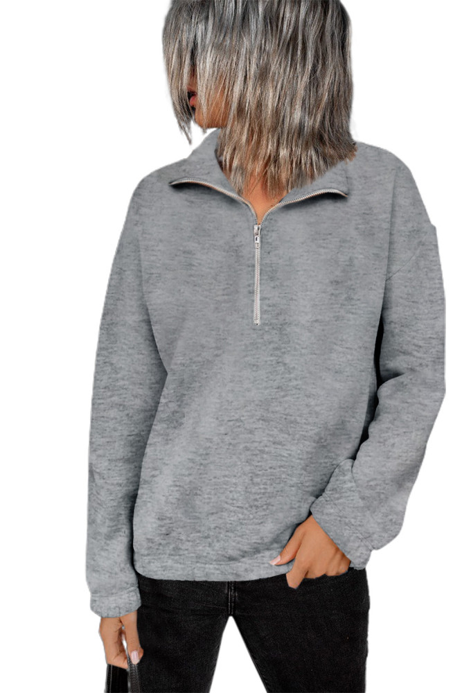 Silindashop  Solid Zipped Collar Sweatshirts