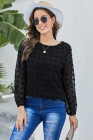 Solid Swiss Dot Puff Sleeve Top for Women