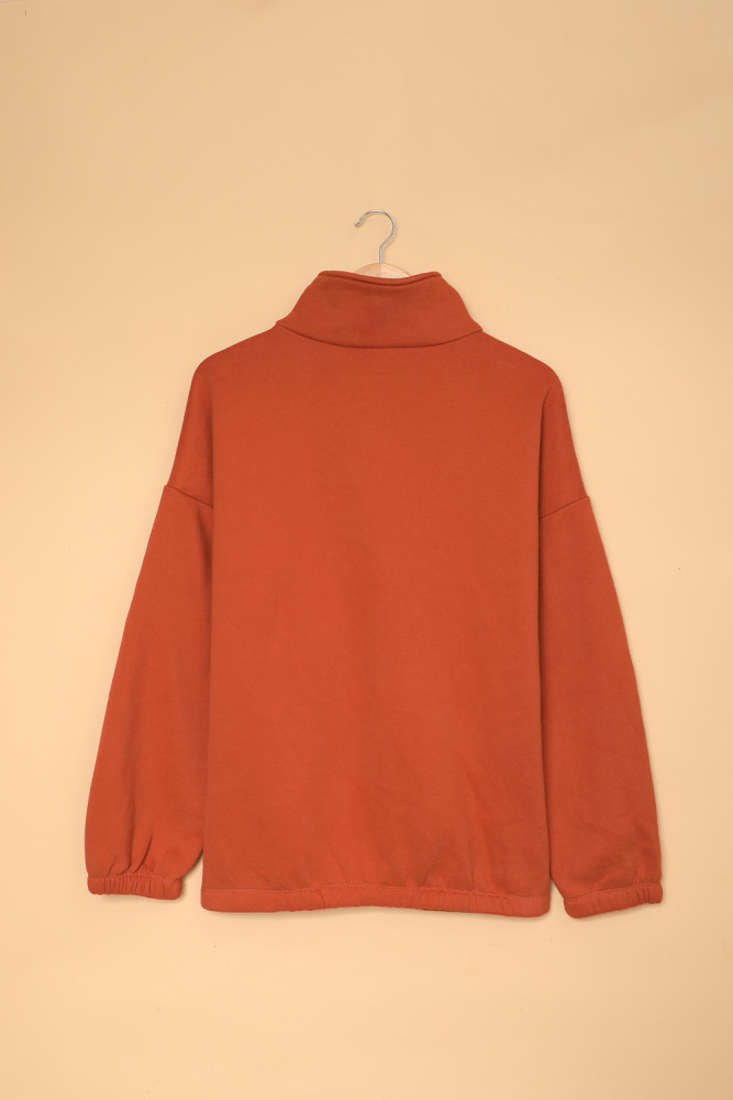 Silindashop  Solid Zipped Collar Sweatshirts