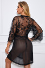 Romantic Floral Lacy Mesh Robe with Thong