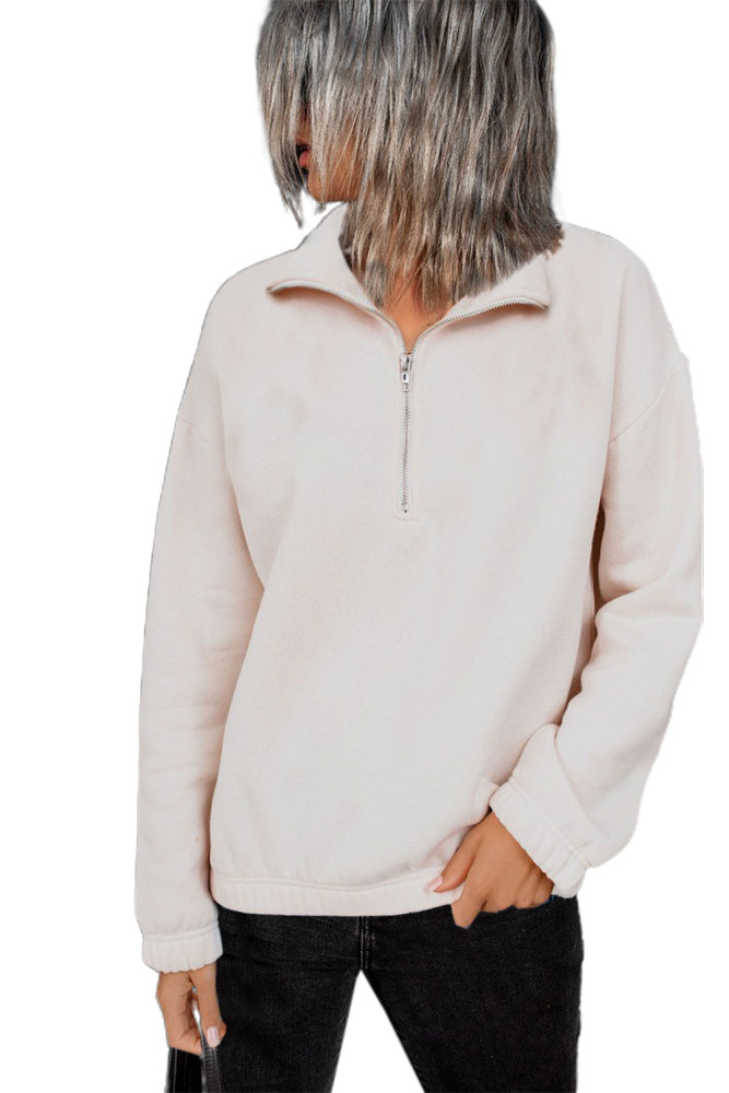 Silindashop  Solid Zipped Collar Sweatshirts